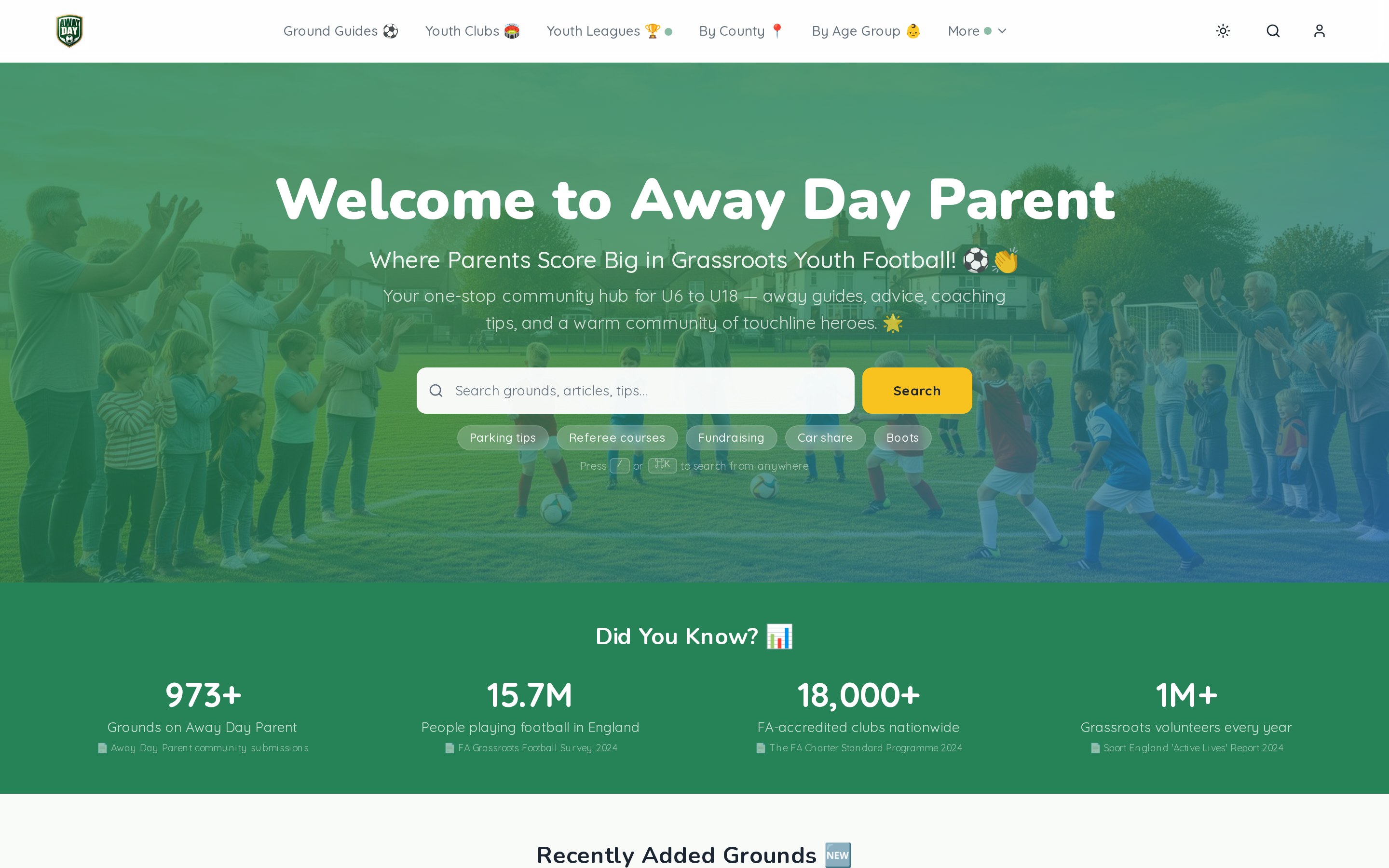 Away Day Parent home page