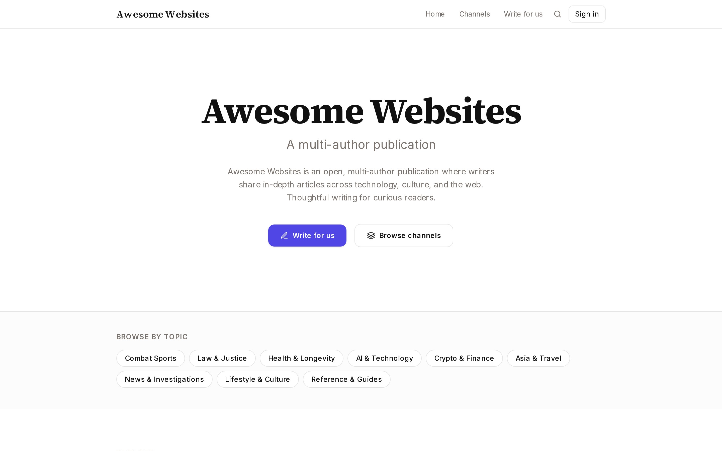Awesome Websites home page