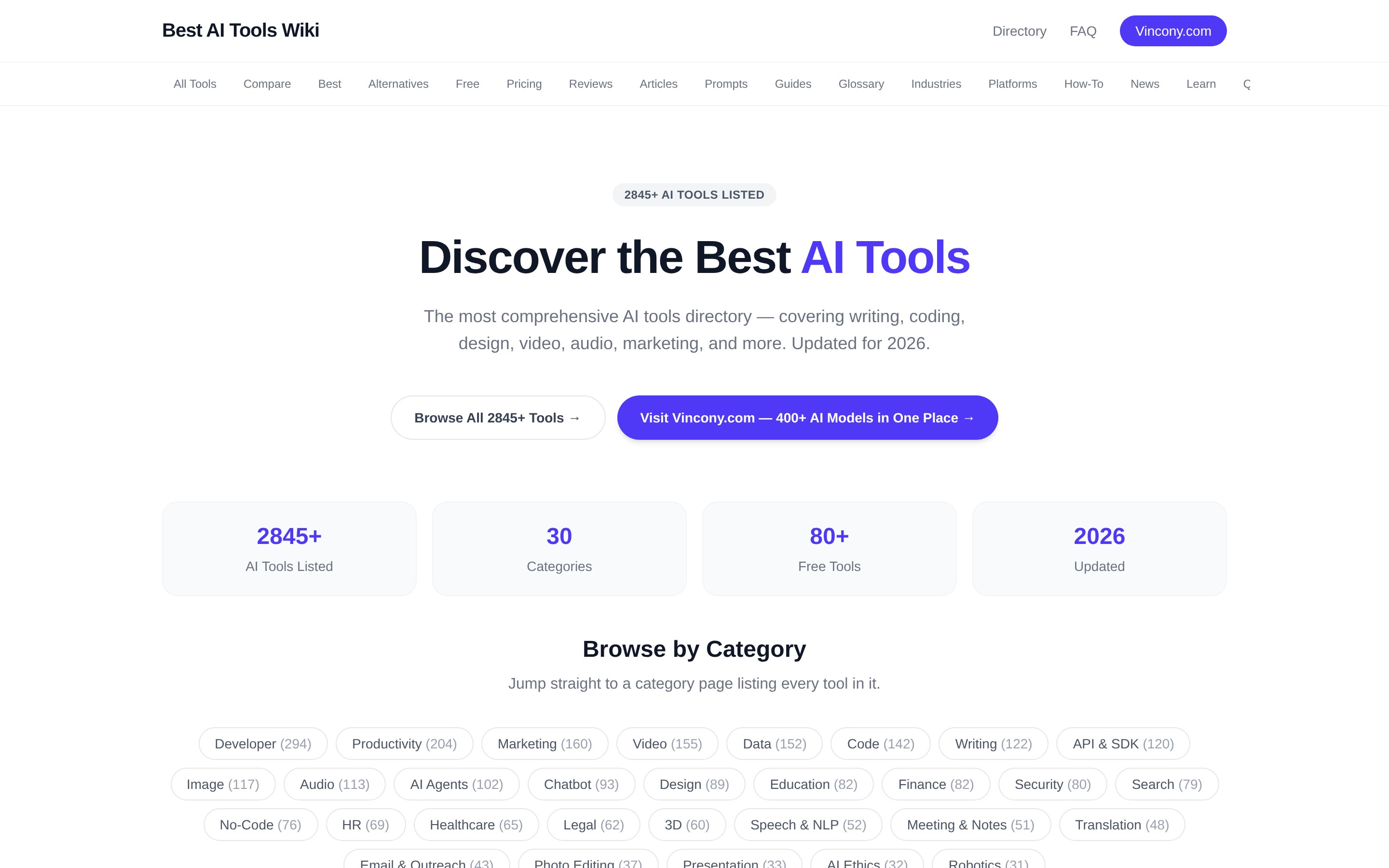 Best AI Tools Wiki home page
