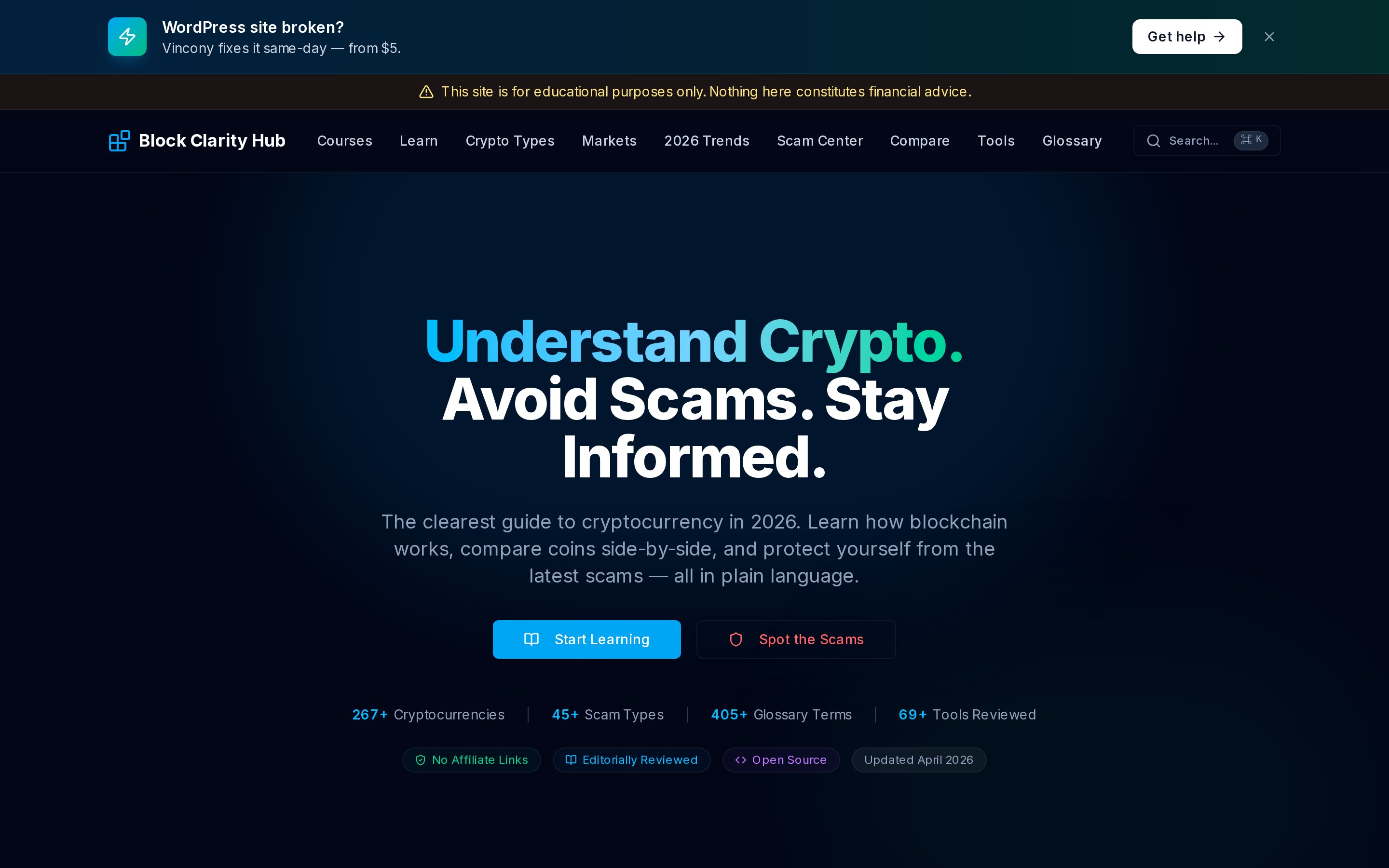 Block Clarity Hub home page