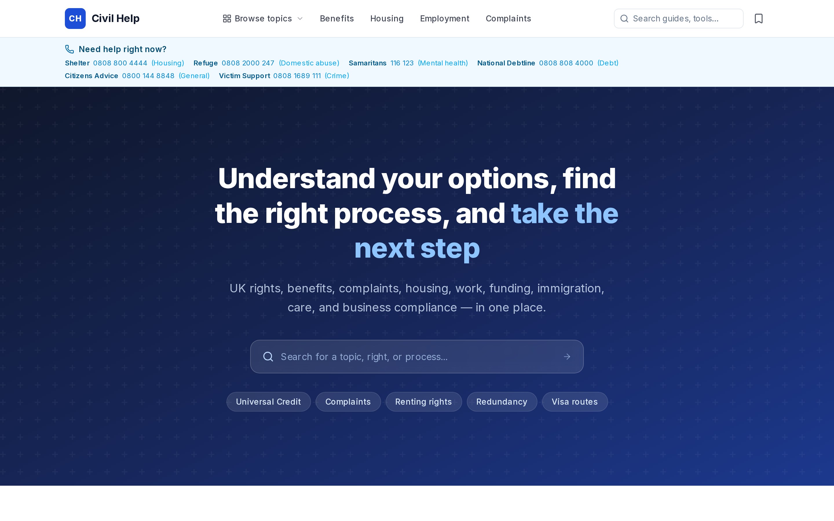 Civil Help home page