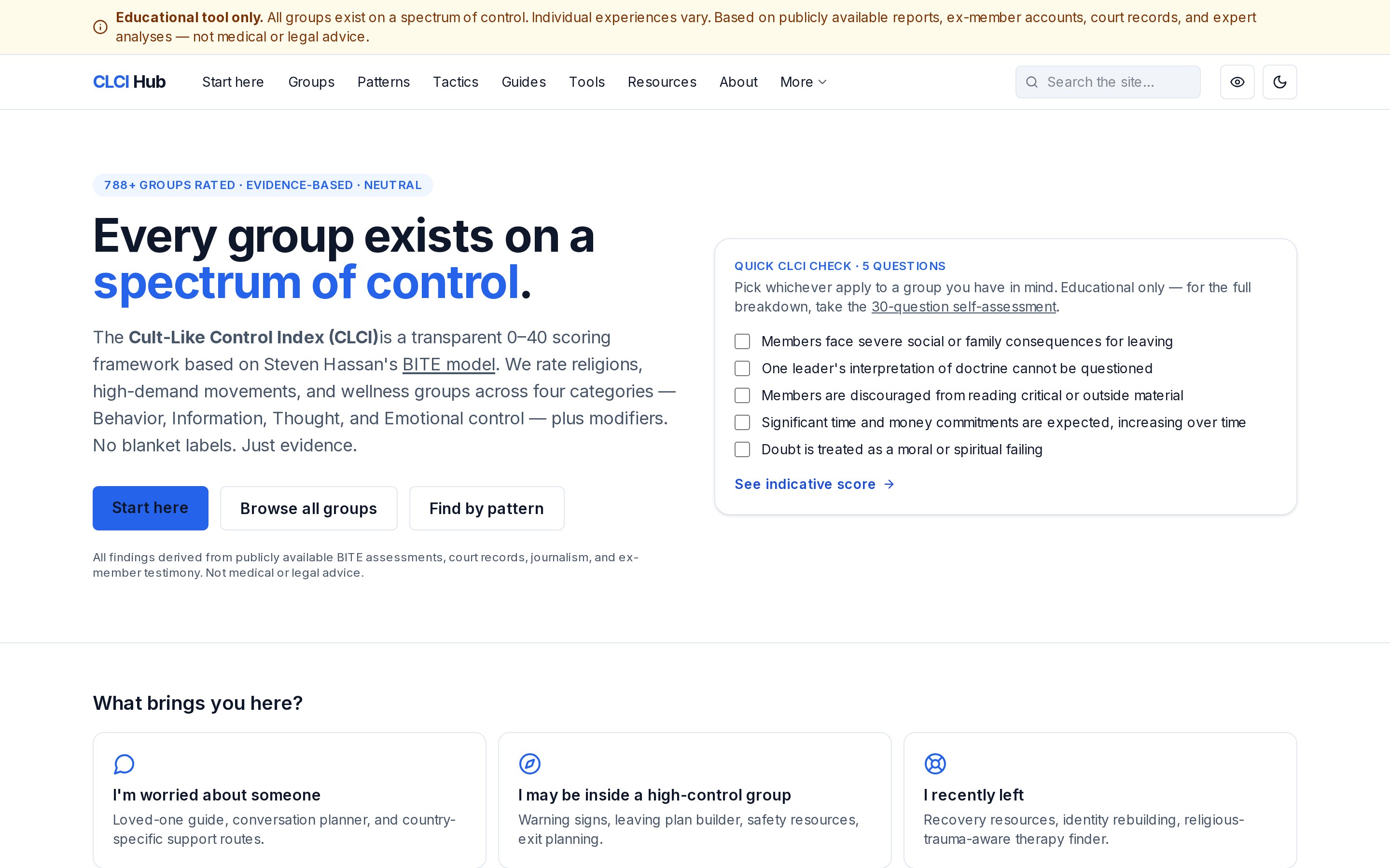 CLCI Hub home page
