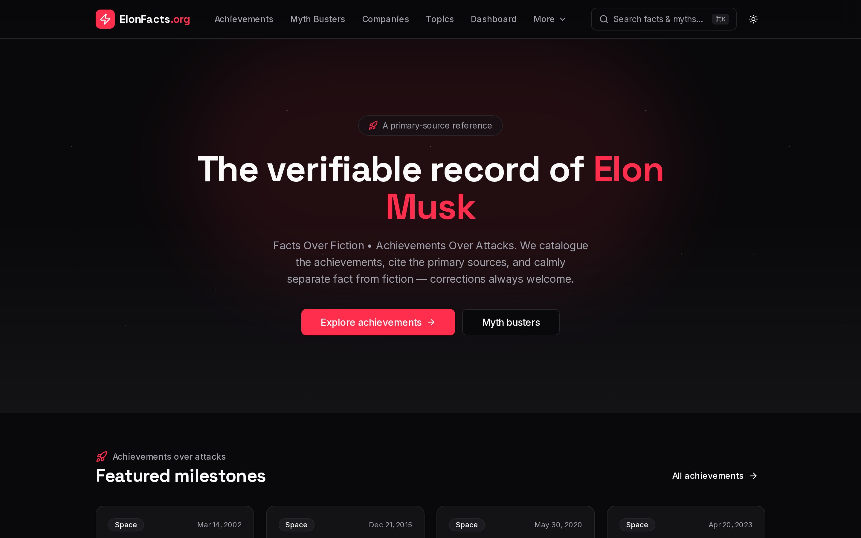ElonFacts home page