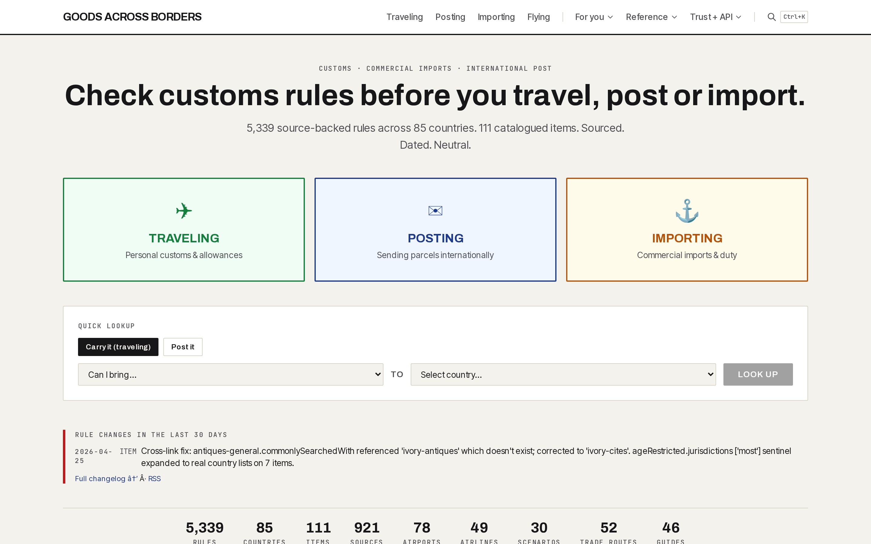 Goods Across Borders home page