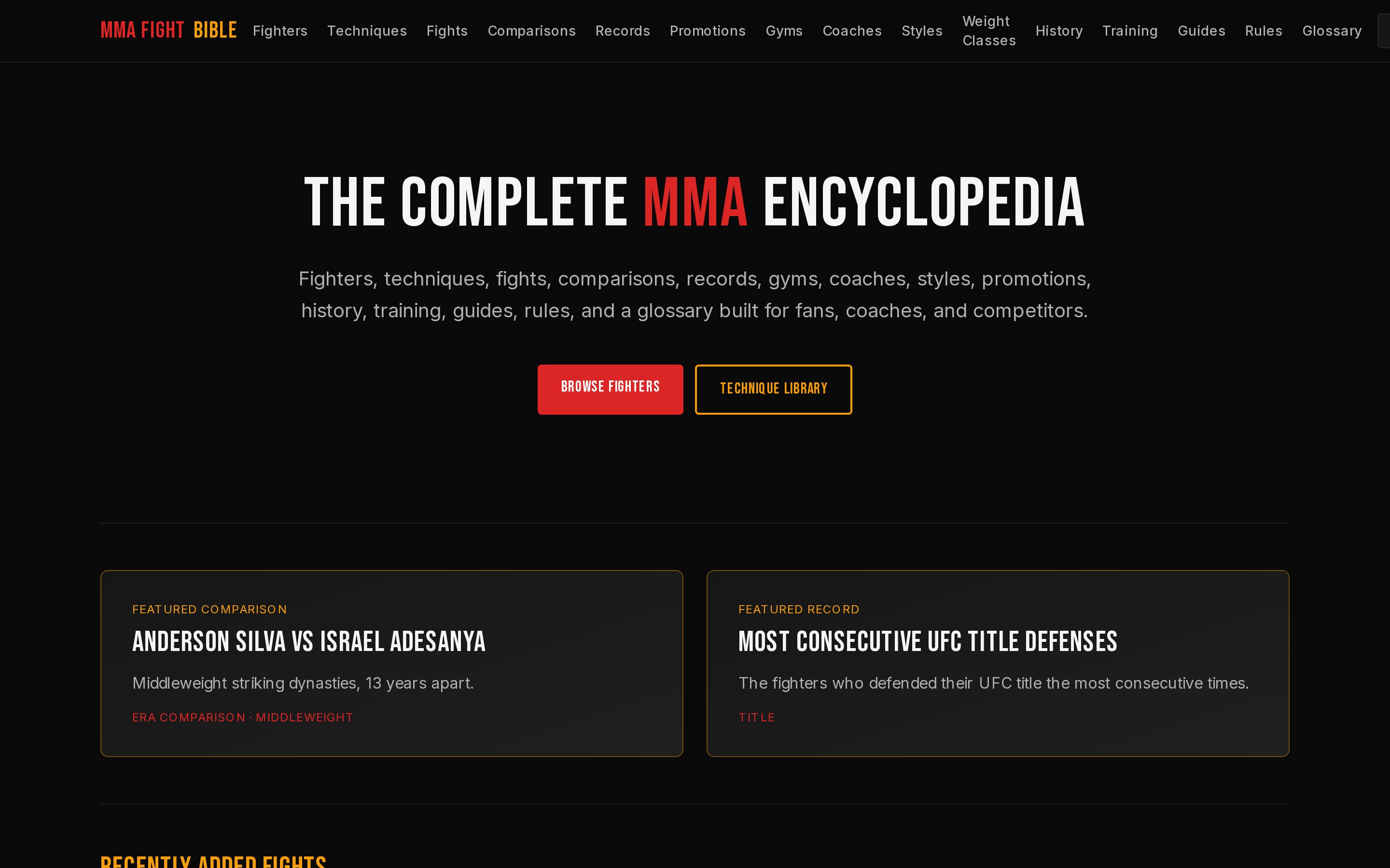 MMA Fight Bible home page