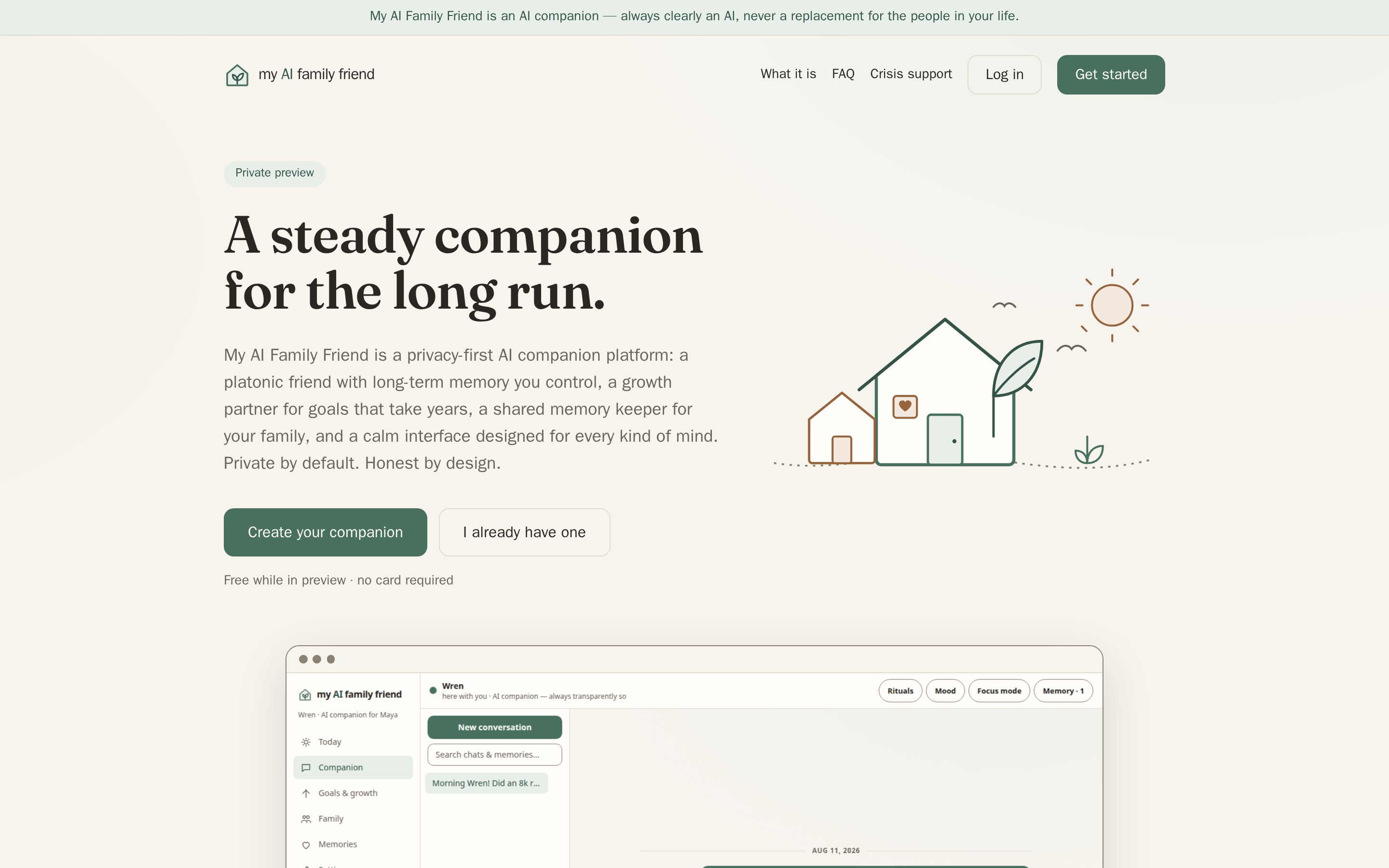 My AI Family Friend home page