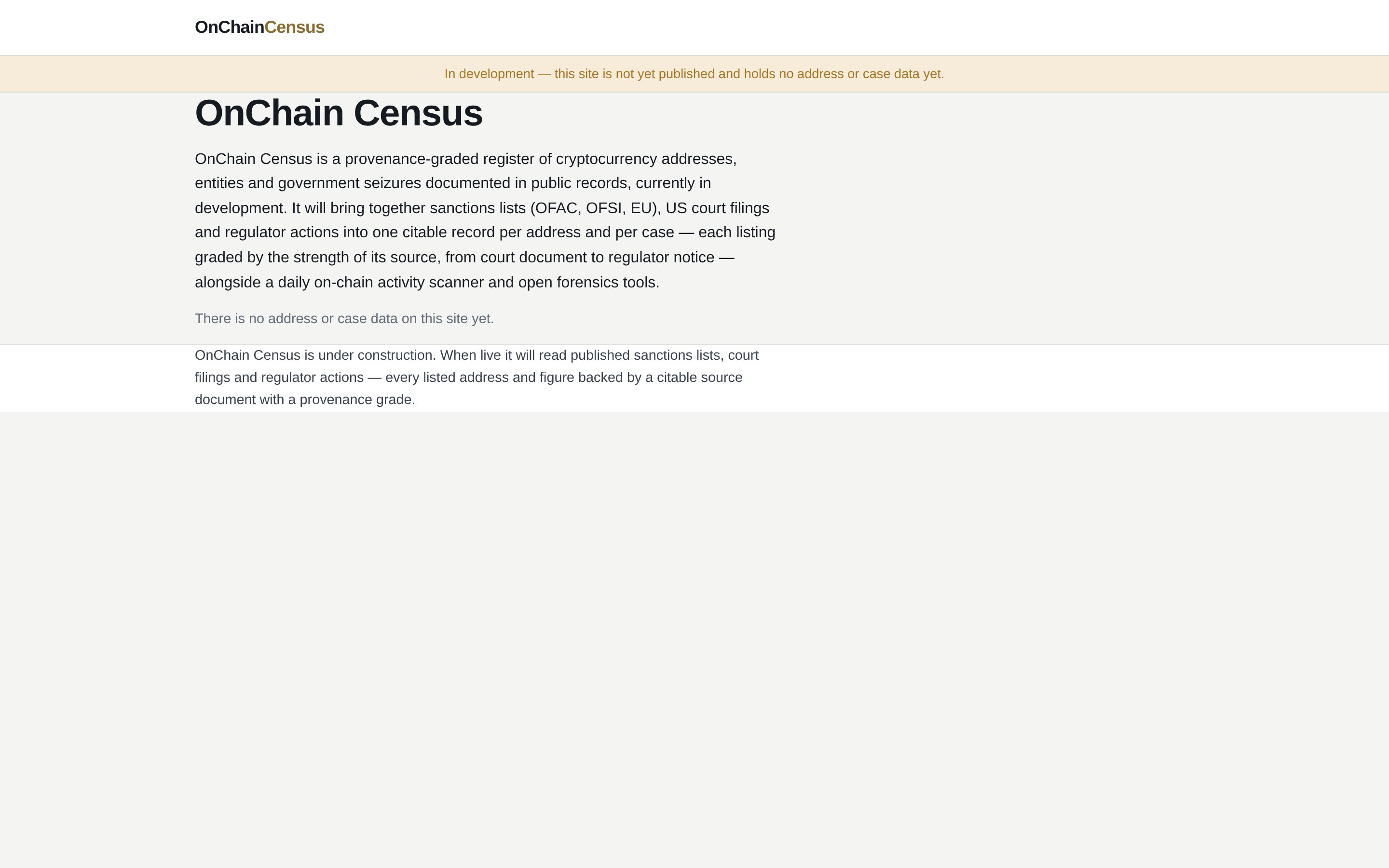 OnChain Census home page