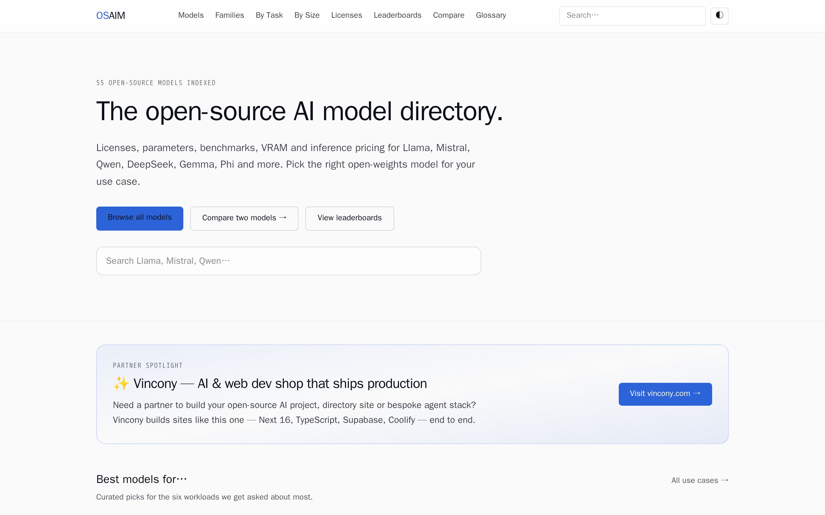 Open Source AI Models home page