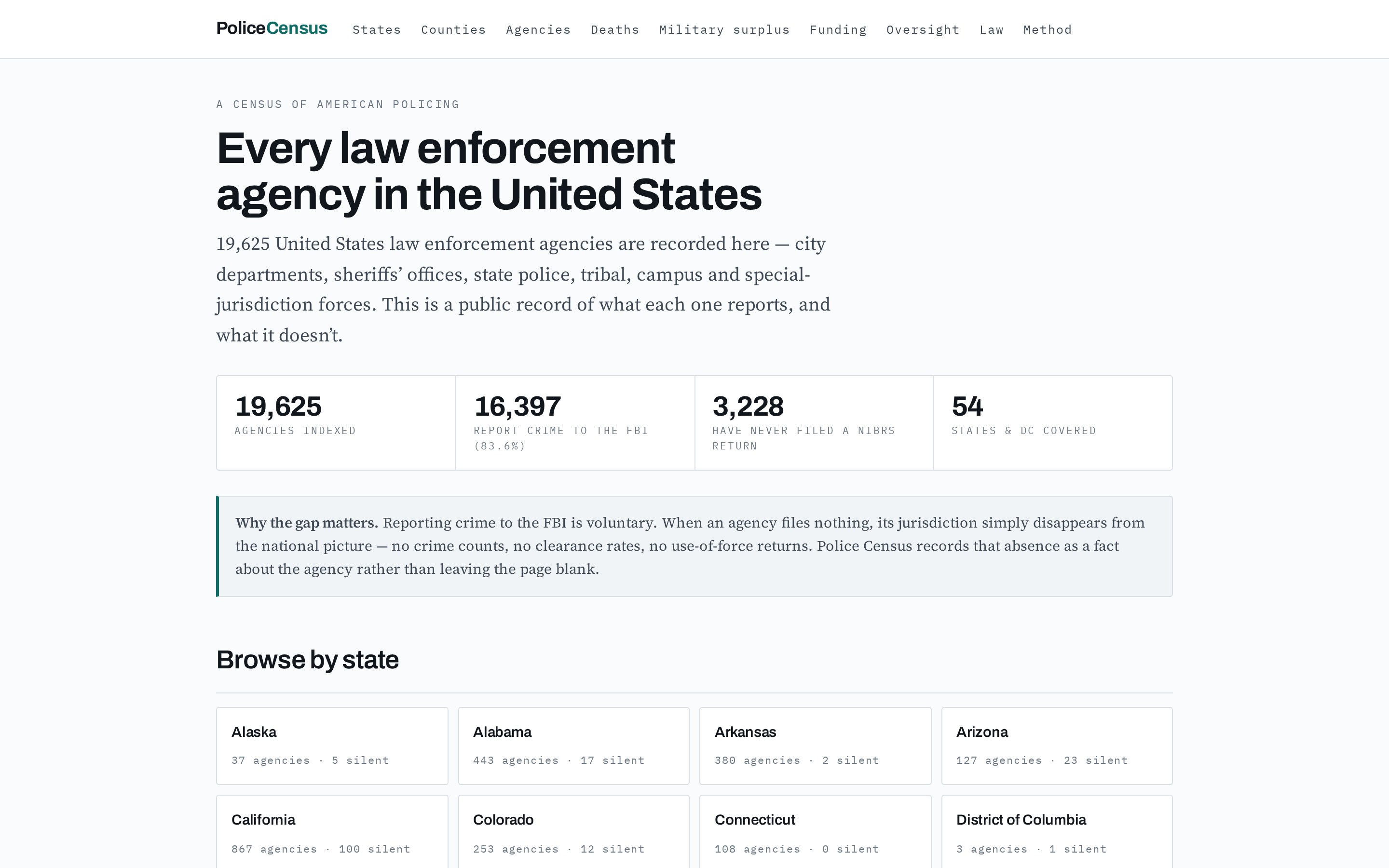 Police Census home page