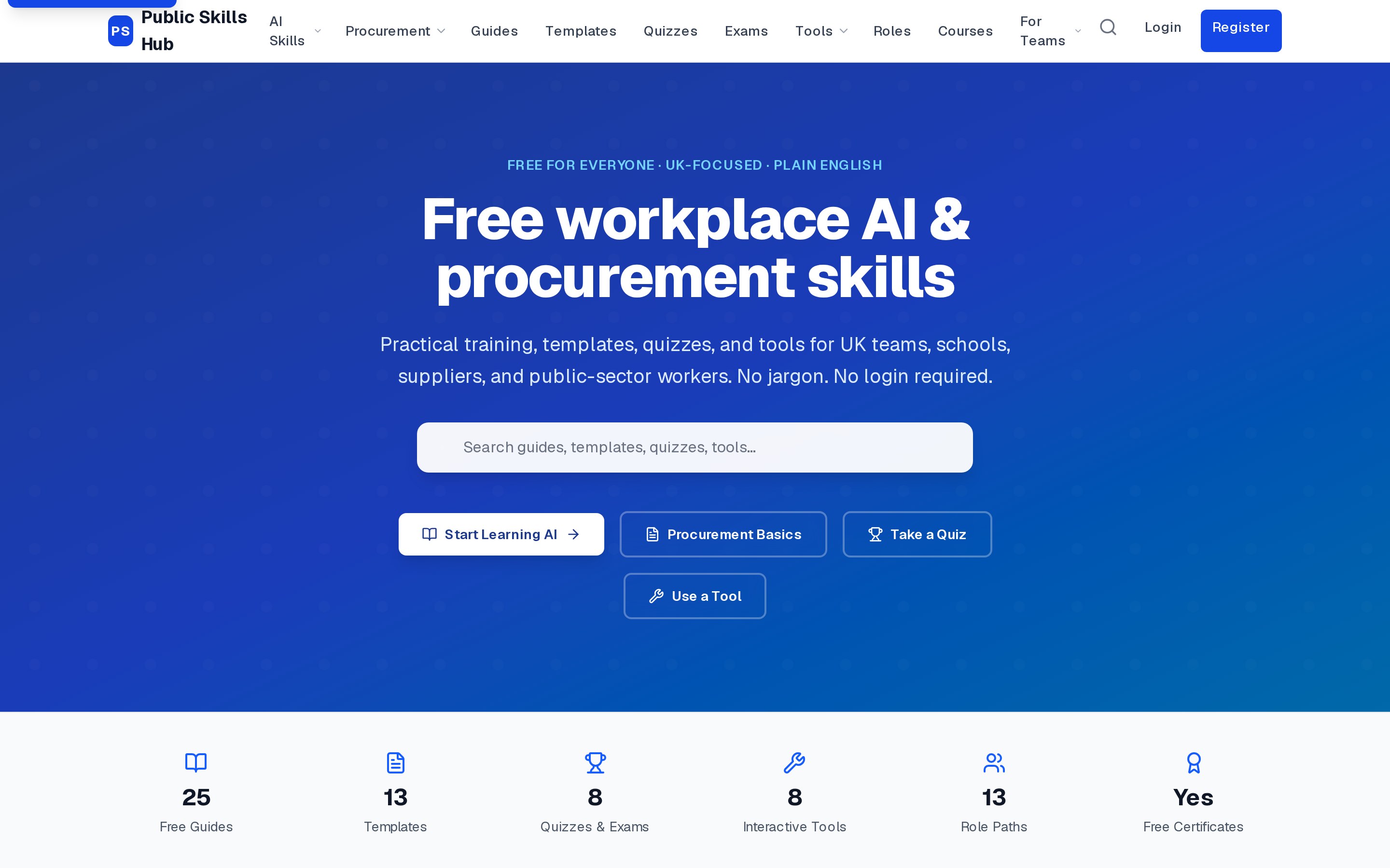 Public Skills Hub home page