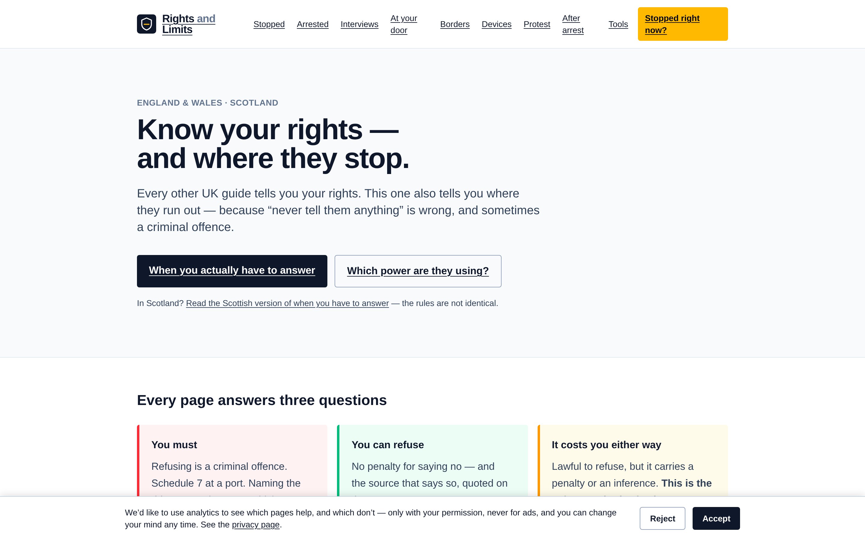 Rights and Limits home page