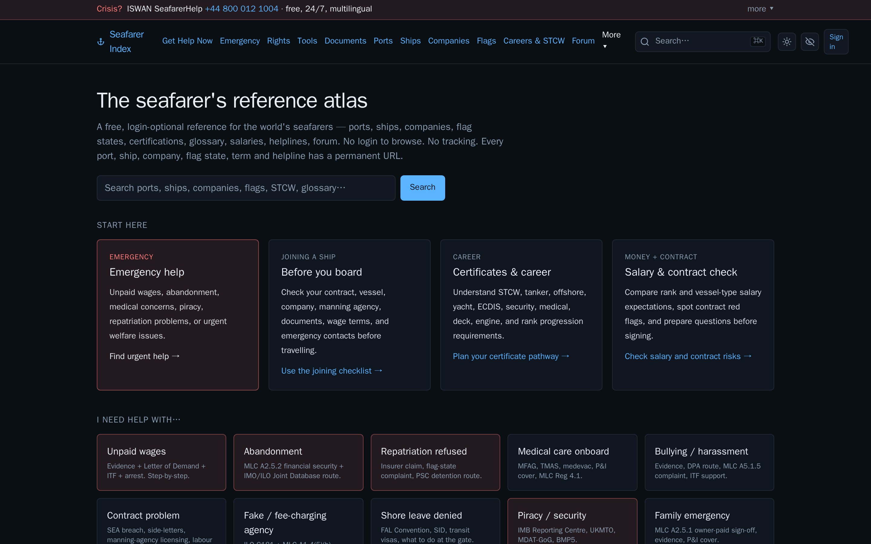 Seafarer Index home page