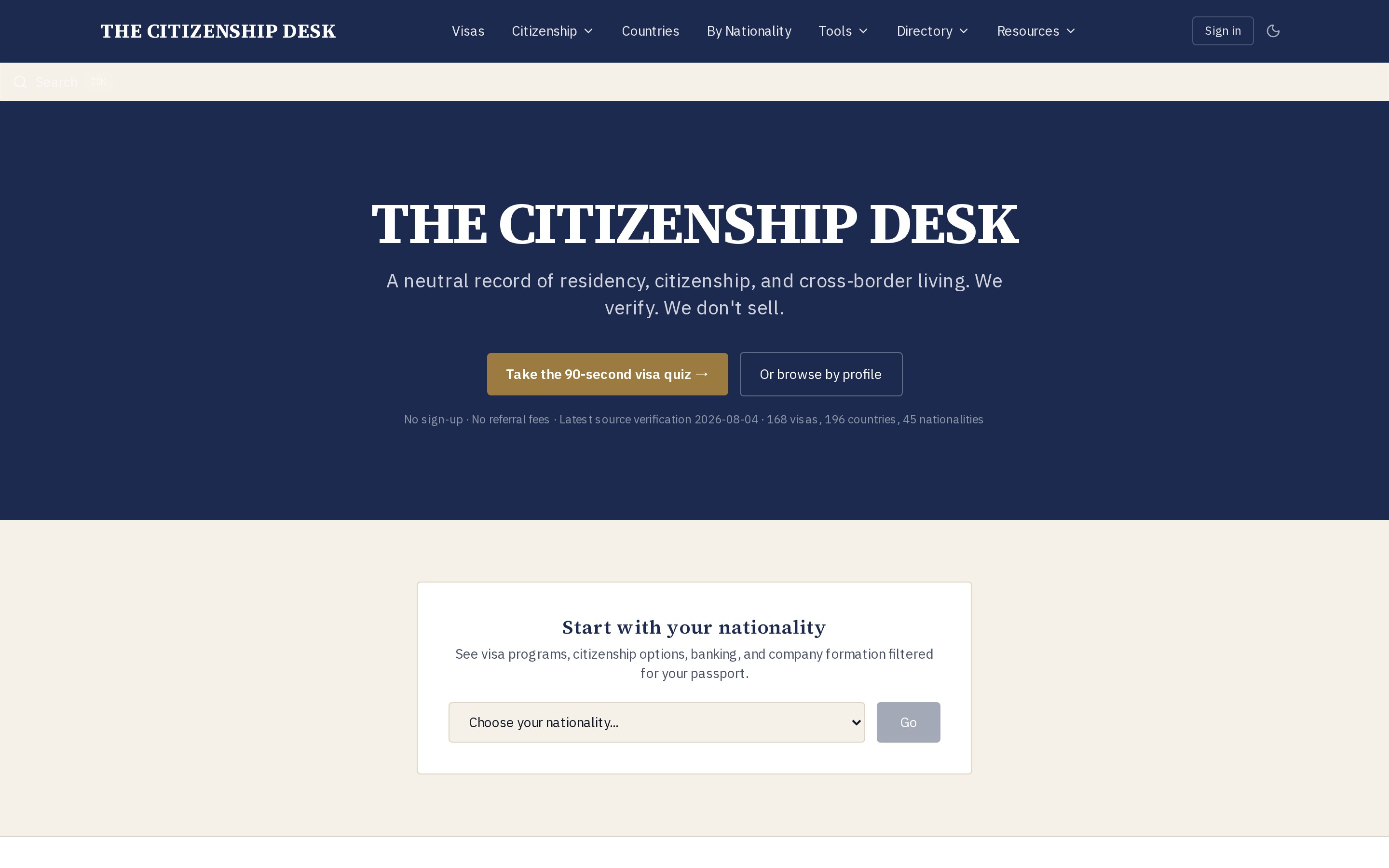 The Citizenship Desk home page