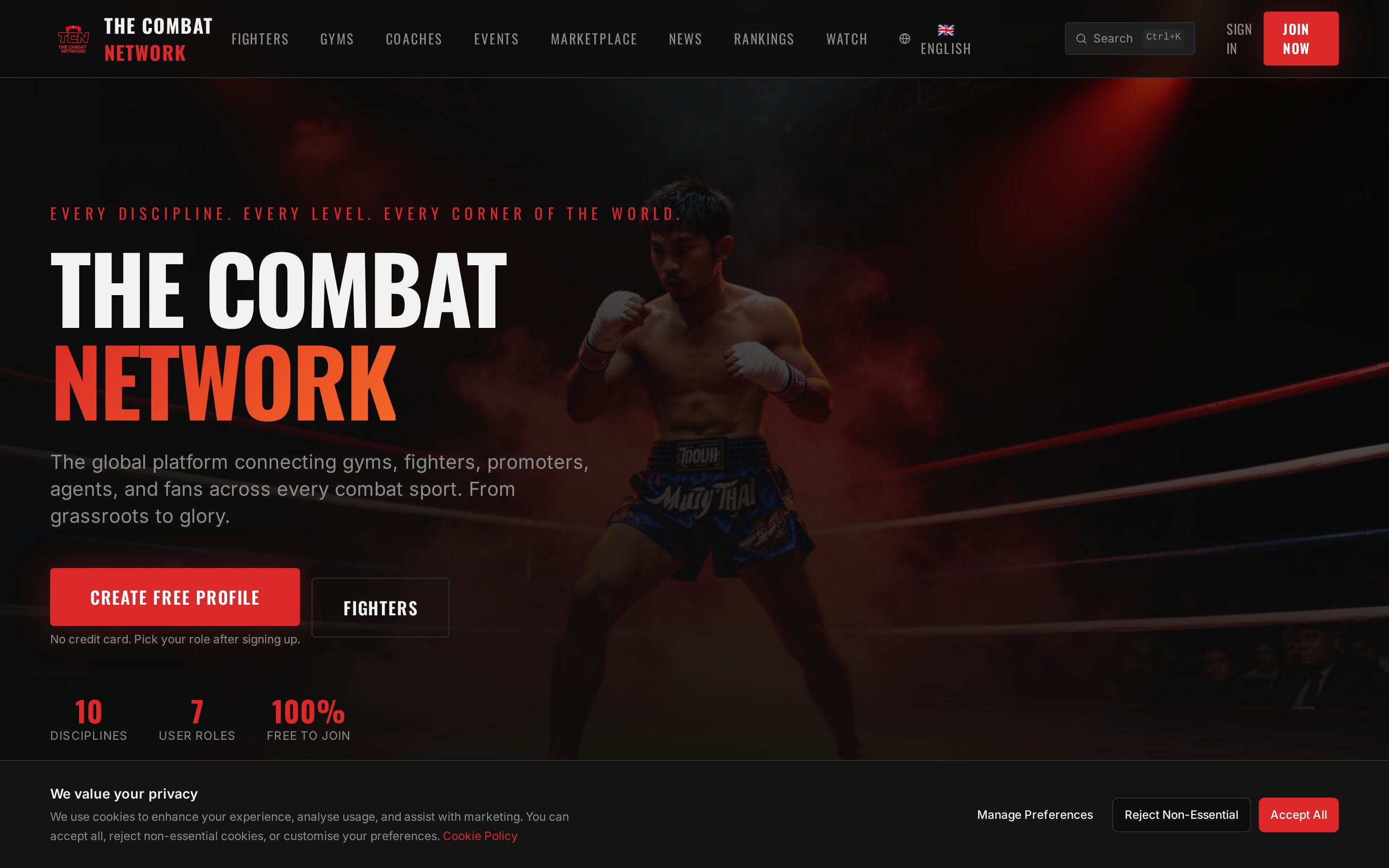 The Combat Network home page