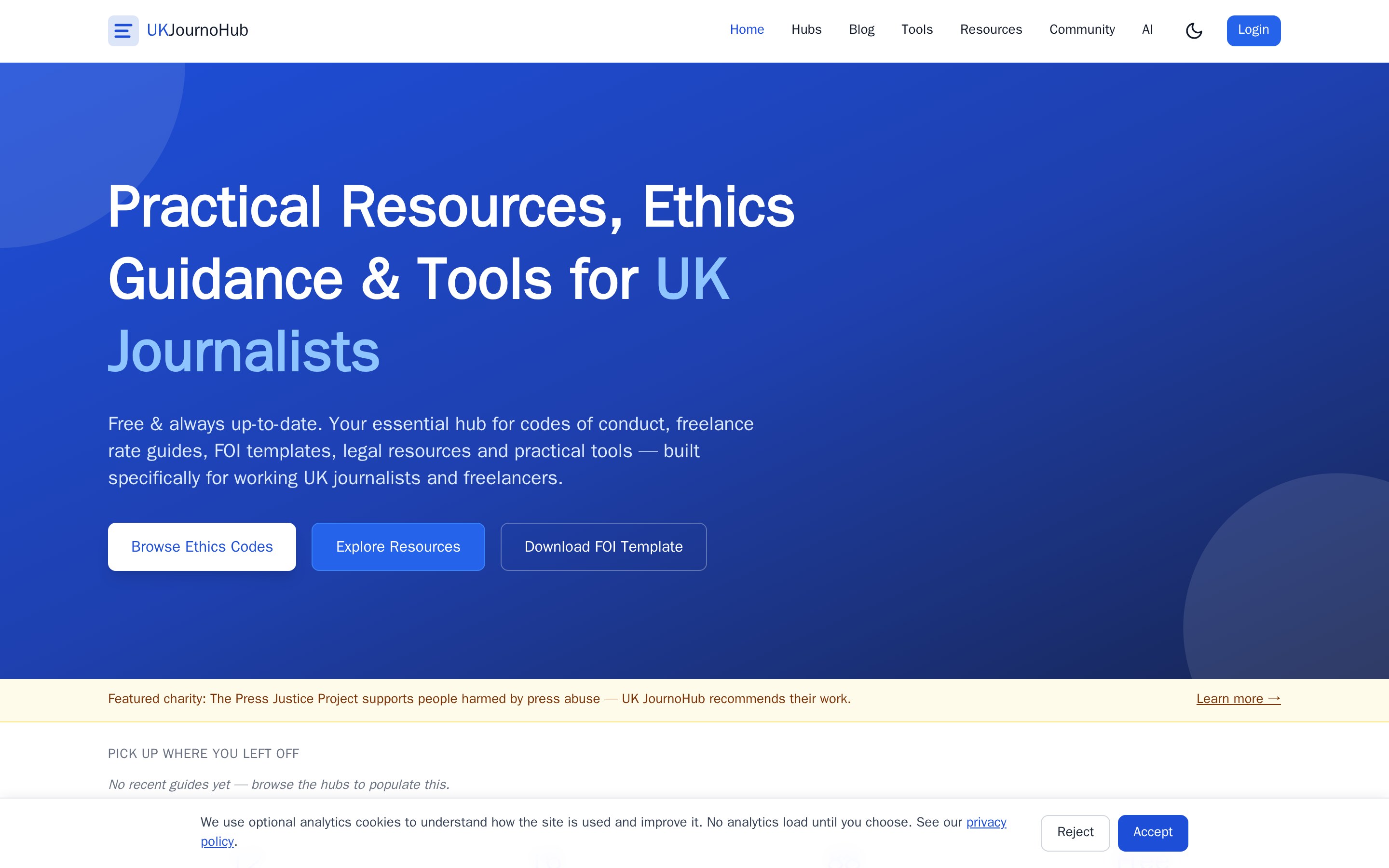 UK Journo Hub home page