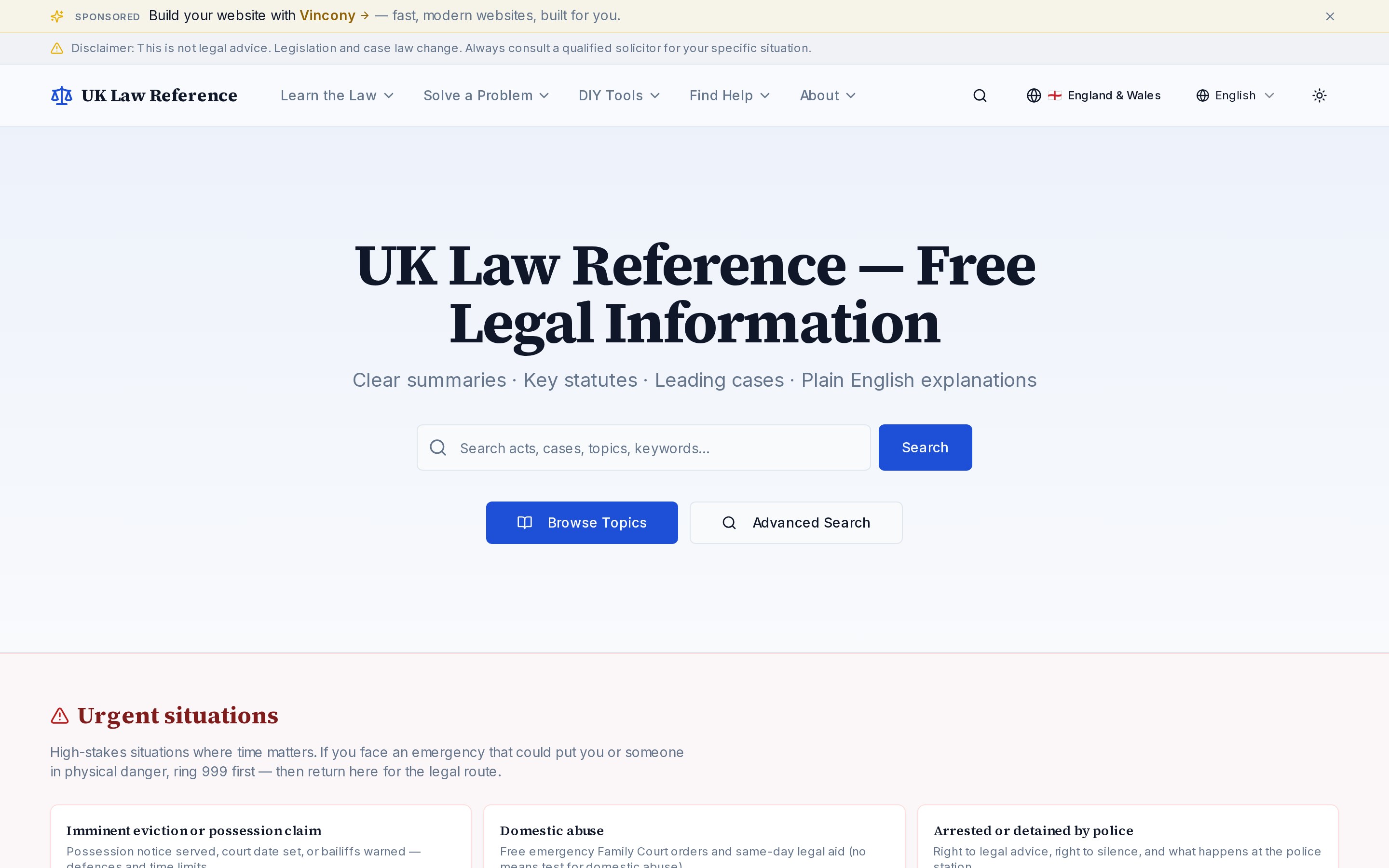 UK Law Reference home page