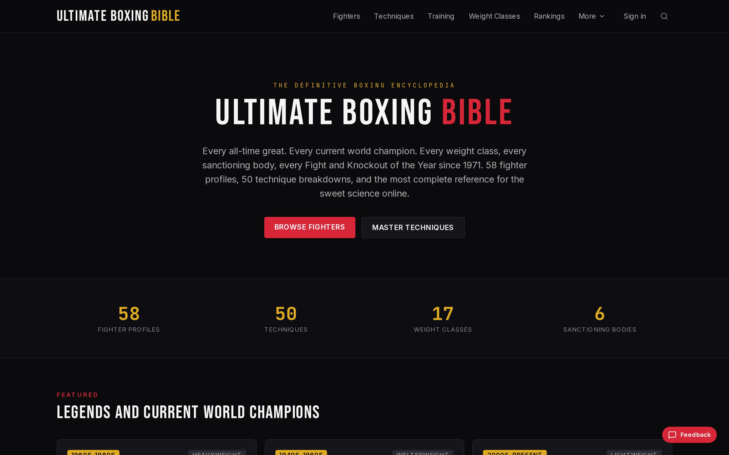 Ultimate Boxing Bible home page