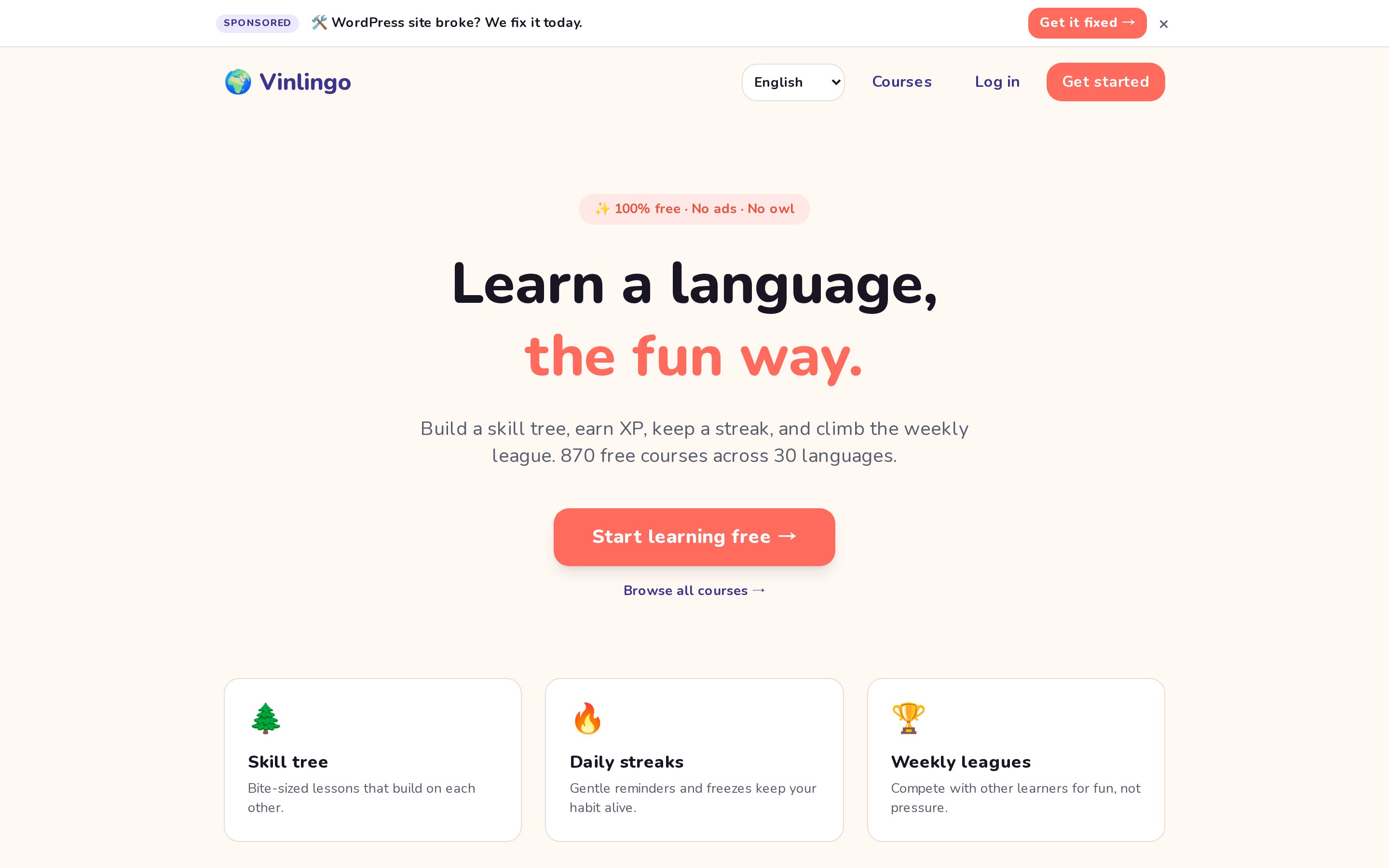 Vinlingo home page